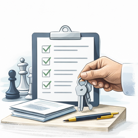 Abstraktes Symbolbild für die strukturierte Übergabe von Aufgaben, Verantwortlichkeiten und offenen Themen im Einkauf